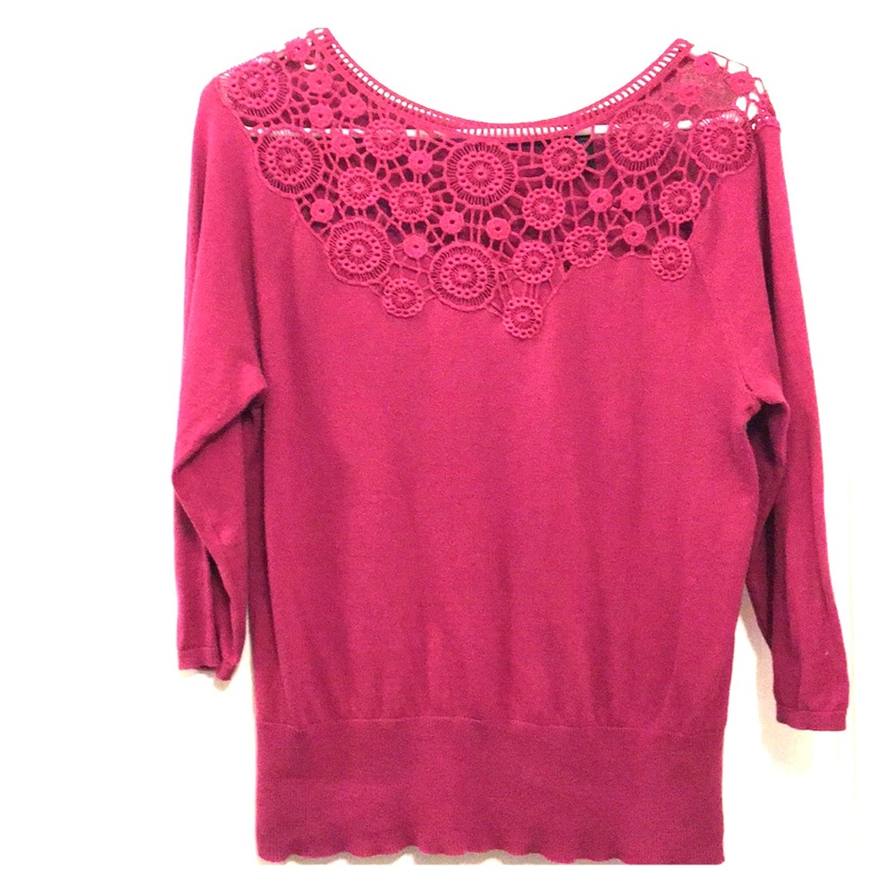 Preswick & Moore Fuchsia Floral Cut Out Sweater